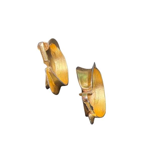 Vintage Kenneth Jay Lane Gold Plated Hoop Clip On Earrings - Picture 3 of 3